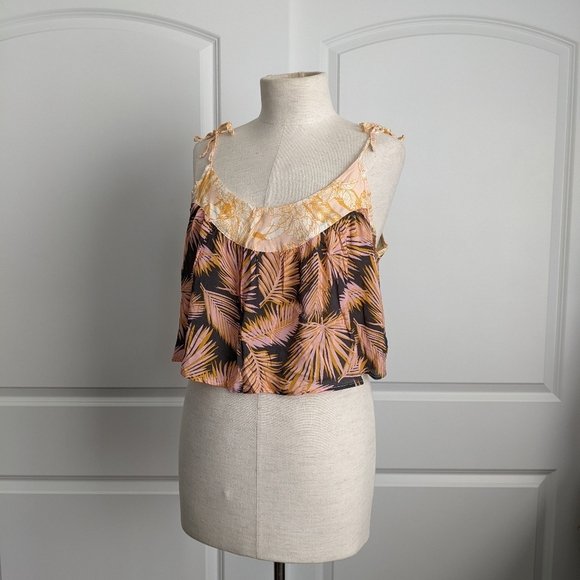 Maaji Crop Top Sleeveless Azahar Clouds Palm Floral Print Swing Style M NWT - Picture 11 of 16